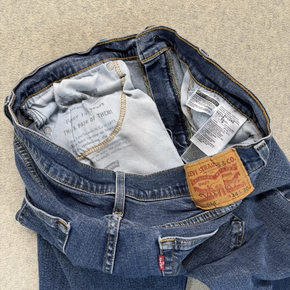 Levi's 514 Straight Fit Jeans Men's 34x30 Medium Wash Denim Cotton
